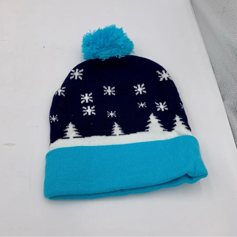 NWOT Christmas Gift Winter Hat Beanie Scarf LED Lights Let It‎ Snow Snowman Kids